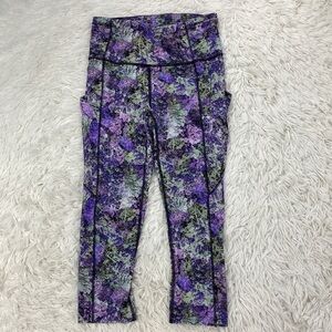 Lululemon Fast & Free Crop II Nulux 19" Vivid Vision Multi Black